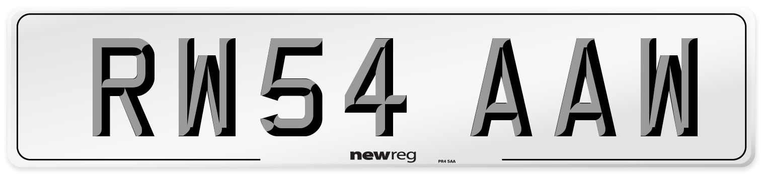 RW54 AAW Number Plate from New Reg